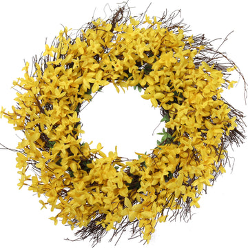 Artificial  Forsythia Wreath-22" Forsythia Wreath ArtificialFlowers